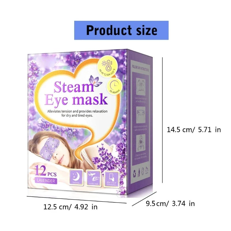12 Pieces Self Heated Eye Mask Disposable Eye Heating Pad Moisturizing Heat Eye Mask Lavender Sleep Eye Mask for Daily