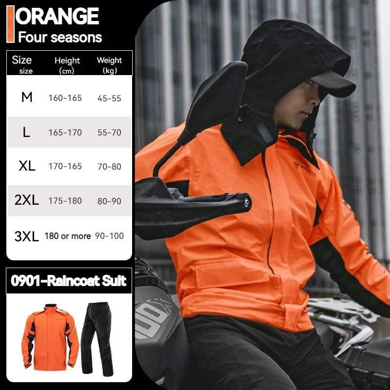 SULAITE Motorcycle Raincoat Suits Men Waterproof Rain Gear Rain Jacket Reflective Work Rain Coats Lightweight Hiking Rainsuit LadyShow.Store