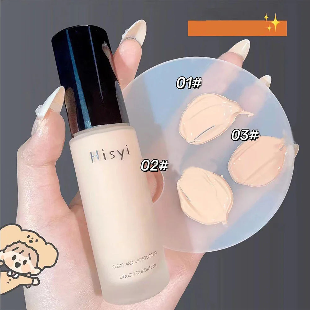 Liquid foundation naturally covers flaws without sticking powder, plain face cream, transparent foundation, conceals blemishes LadyShow.Store