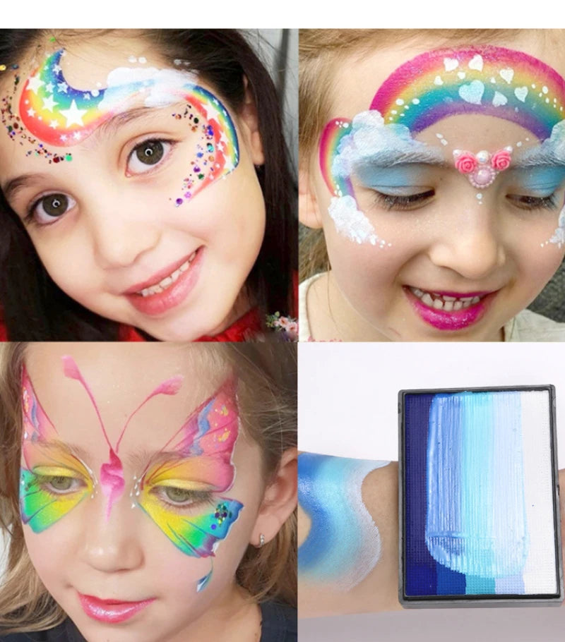 50g Facial and Body Paint Palette,Non-Toxic Rainbow Water-Soluble Body Paint for Rainbow Festival,Cosplay,Party,Art,Stage Makeup Pi-Mart