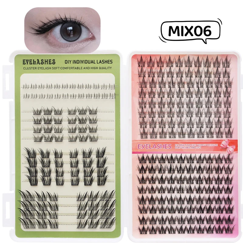 DINGSEN Eyelash Clusters Book Large Capacity Volume Individual Lashes Book Natural Long DIY Cluster Eyelash Extensions Makeup Pi-Mart