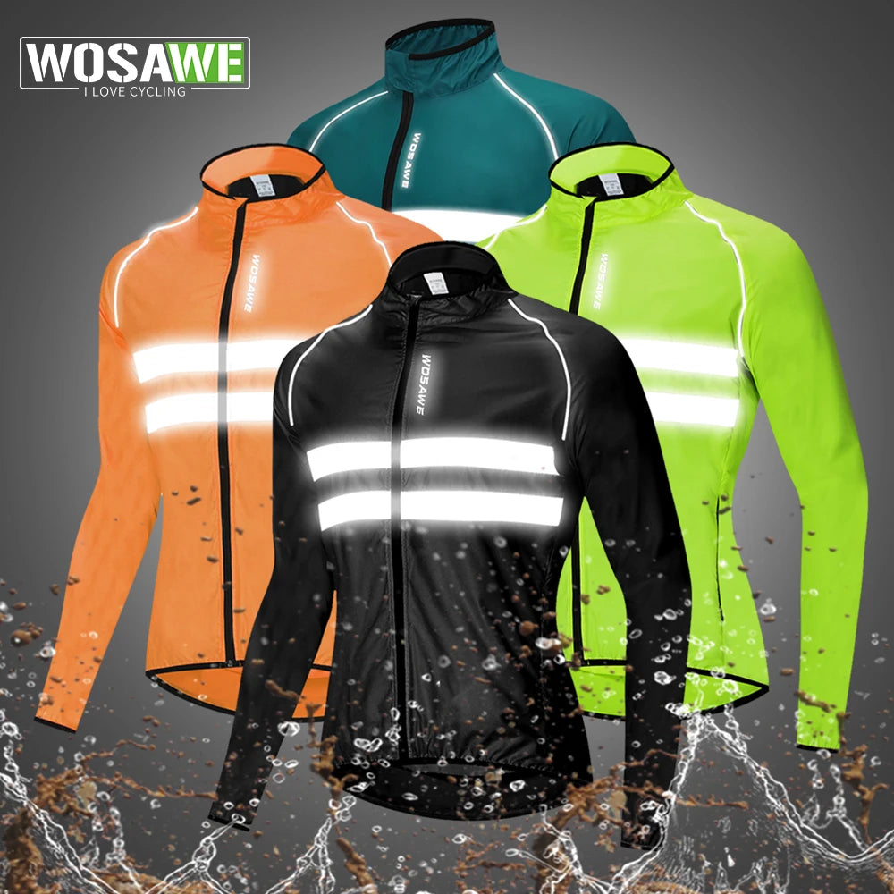 WOSAWE Men Cycling Windbreaker MTB Bicycle Long Sleeve Coat Water Resistant Outdoor Sport Jersey Bike Jacket Cycling Clothing Pi-Mart