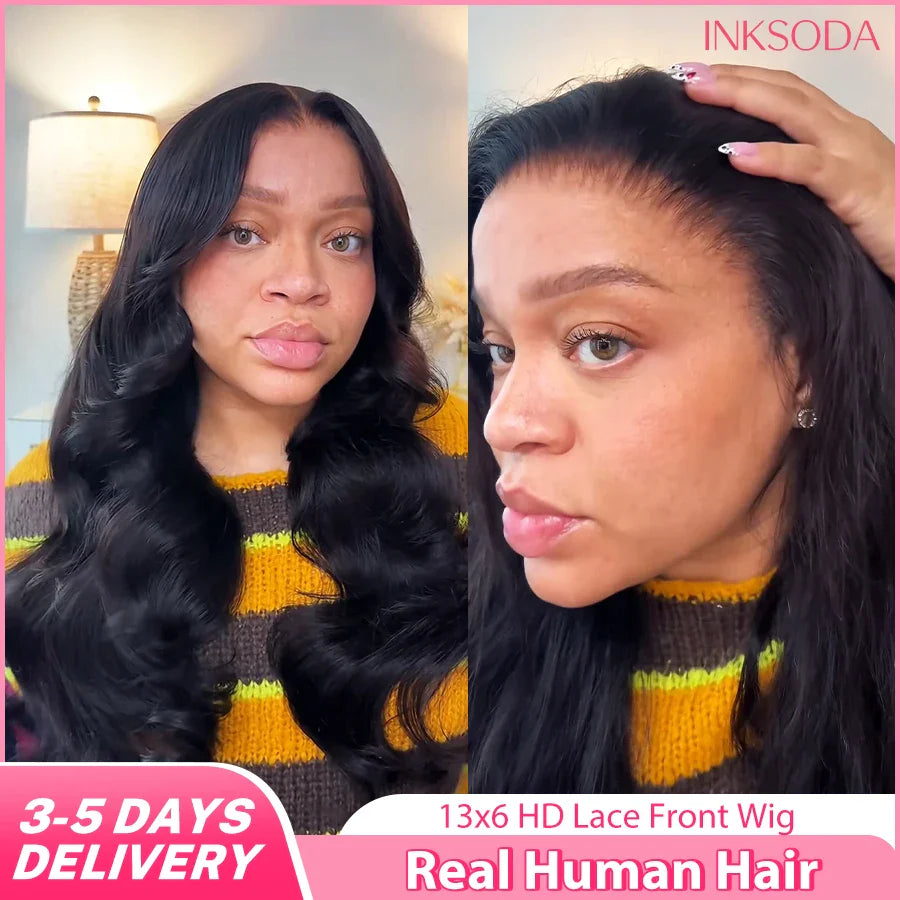 180-220% Density 16-40 Inch Natural Black 13x6 13x4 HD Transparent Lace Front Wigs Human Hair Body Wave Water Wave Brazilian Transparent Lace Frontal Wig For Women Human Hair Black Wigs Pre-Plucked Prebleached  Promotional Sale Suitable Parties Gatherings LadyShow.Store