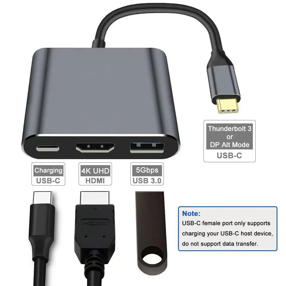 3-in-1 USB-C Hub:type-c 3in 1 PD100W+HDMI(4K/30Hz)+USB3.0 Pi-Mart