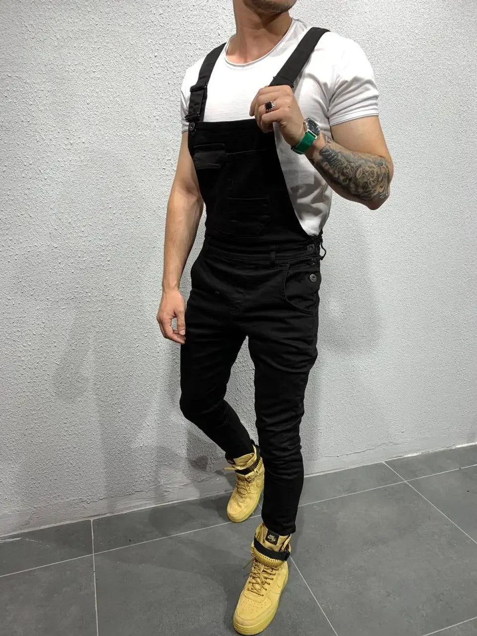 Women Jeans Rompers Washing Ankle Length Overalls Pencil Pants One Piece High Street Pockets Spliced Solid Slight Strech LadyShow.Store