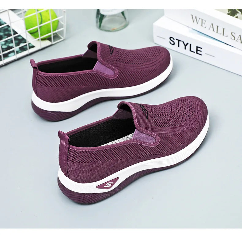 Women's Shoes Spring and Autumn New Mesh Breathable Casual Shoes Outdoor Lightweight Non-slip Wedge Heel Thick-soled Sneakers Pi-Mart