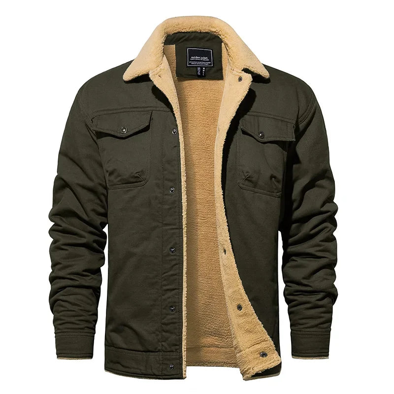 EKLENTSON Winter Fleece Hiking Jackets Men Thermal Windproof Coat Outdoor Thick Warm Cotton Cargo Work Jacket Travel Outerwear Pi-Mart