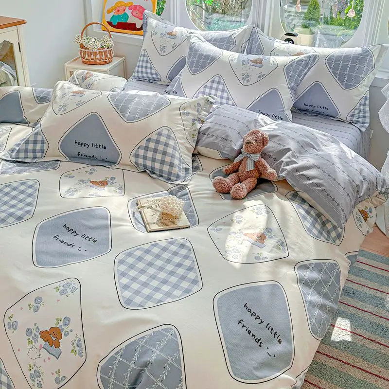 100% Cotton Bedding Set Duvet Set, Quilt Cover Pillow Sham, Wrinkle Free Machine Washable, All Season Comfort 240x220 Pi-Mart