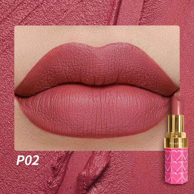 Nude Matte Lipsticks 4 Colors Waterproof Long Lasting Lip Stick Not Fading Sexy Nude Red Pink Velvet Lipsticks Makeup Cosmetic Tri Light Beauty