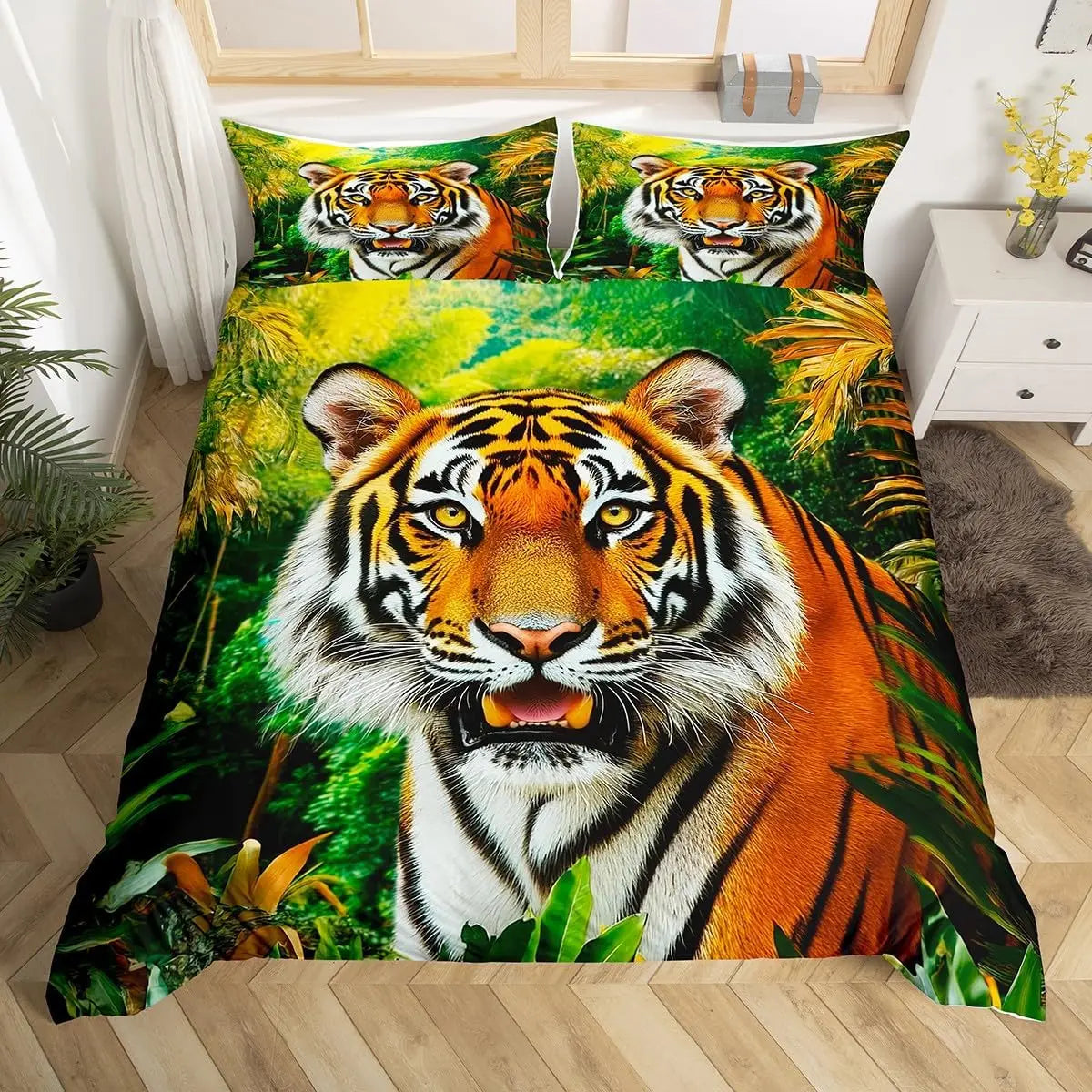 Tiger Duvet Cover Twin Queen African Animal Bedding Set Wild Safari Animal Comforter Cover for Child Teen Adult Bedroom Decor Pi-Mart