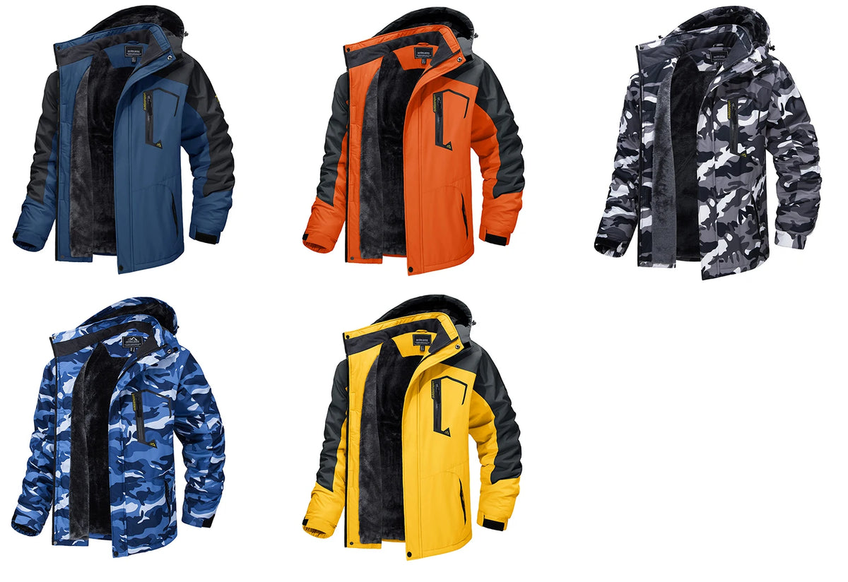 TACVASEN Fleece Lining Mountain Jackets Mens Hiking Jackets Outdoor Removable Hooded Coats Ski Snowboard Parka Winter Outwear Pi-Mart