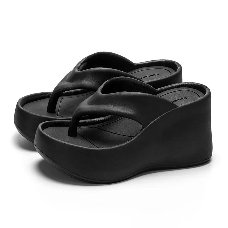 2026 New Women Fashion Slippers Soft EVA Summer Platform Shoes Girls Beach Flip Flops Thick Sole Female High Heel Street Sandals LadyShow.Store