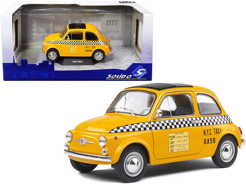 1965 Fiat 500 L "NYC Taxi" New York City Yellow 1/18 Diecast Model Car by Solido LuxuryLifeWay Online Store