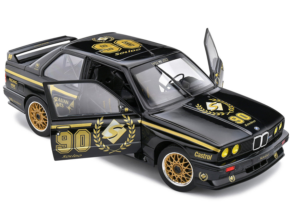 1990 BMW E30 M3 Black "Solido 90th Anniversary" Livery Limited Edition "Competition" Series 1/18 Diecast Model Car by Solido LuxuryLifeWay Online Store