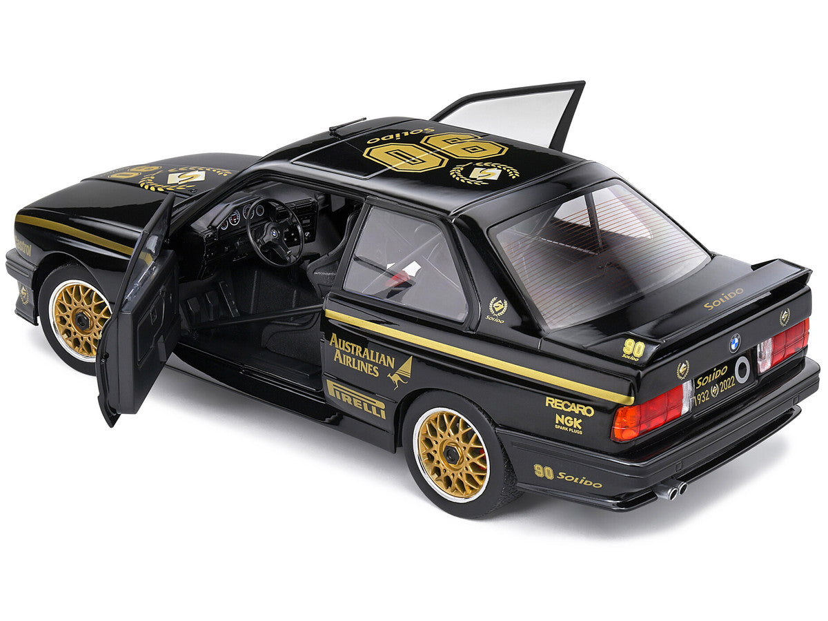1990 BMW E30 M3 Black "Solido 90th Anniversary" Livery Limited Edition "Competition" Series 1/18 Diecast Model Car by Solido LuxuryLifeWay Online Store