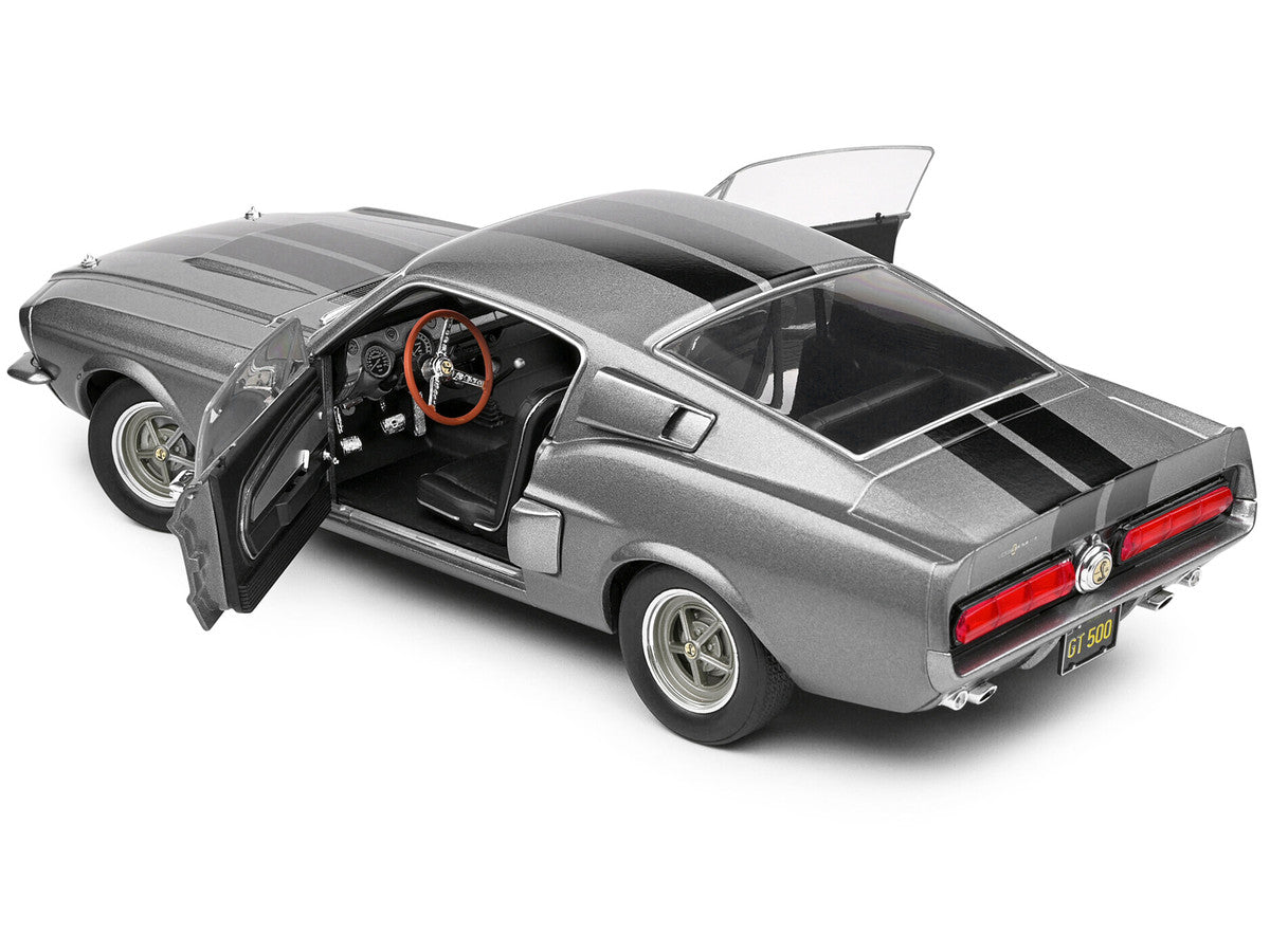 1967 Shelby GT500 Gray Metallic with Black Stripes 1/18 Diecast Model Car by Solido LuxuryLifeWay Online Store