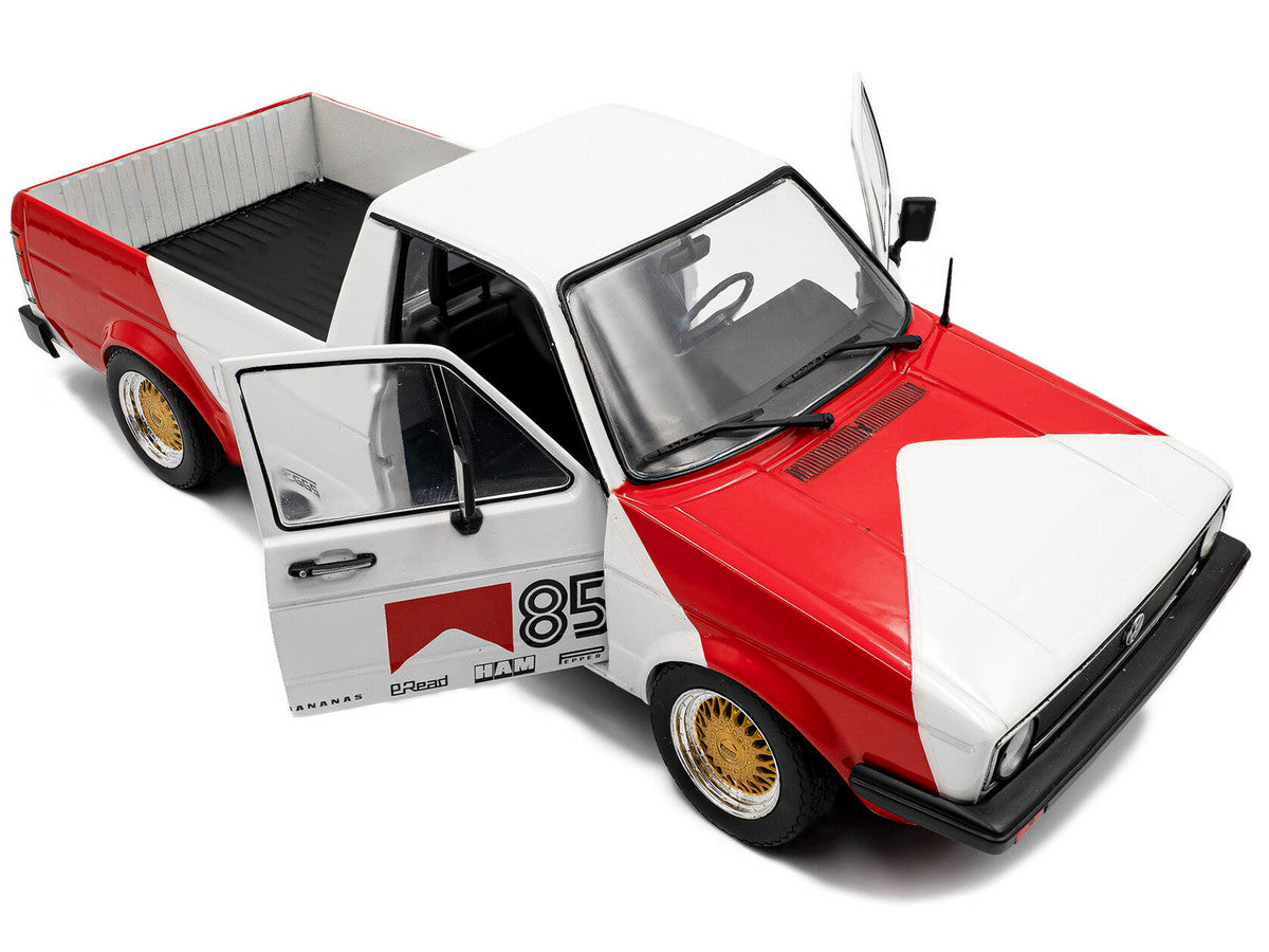 1983 Volkswagen Caddy MK 1 Pickup Truck "Red Cowboy Racing Tribute" White and Red 1/18 Diecast Model Car by Solido LuxuryLifeWay Online Store