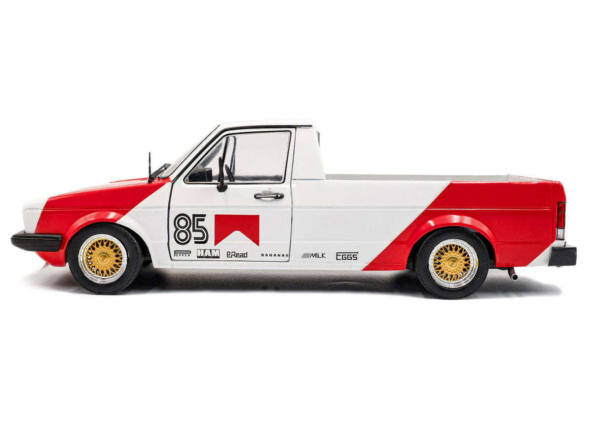 1983 Volkswagen Caddy MK 1 Pickup Truck "Red Cowboy Racing Tribute" White and Red 1/18 Diecast Model Car by Solido LuxuryLifeWay Online Store