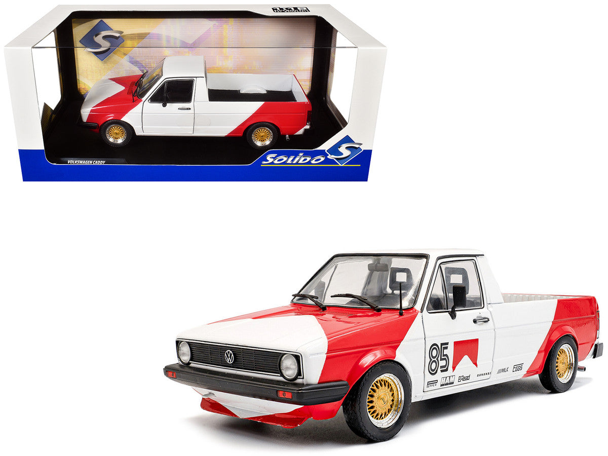1983 Volkswagen Caddy MK 1 Pickup Truck "Red Cowboy Racing Tribute" White and Red 1/18 Diecast Model Car by Solido LuxuryLifeWay Online Store