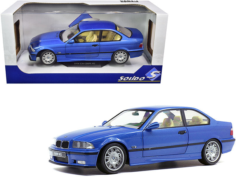 1994 BMW E36 M3 Blue Estoril Metallic 1/18 Diecast Model Car by Solido LuxuryLifeWay Online Store