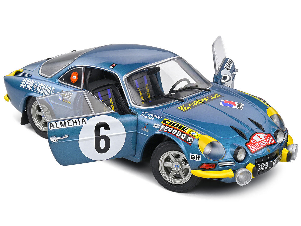 Alpine A110 1600S #6 Jean-Claude Andruet - Pierre Pagani "Rallye Montecarlo" (1972) "Competition" Series 1/18 Diecast Model Car by Solido LuxuryLifeWay Online Store
