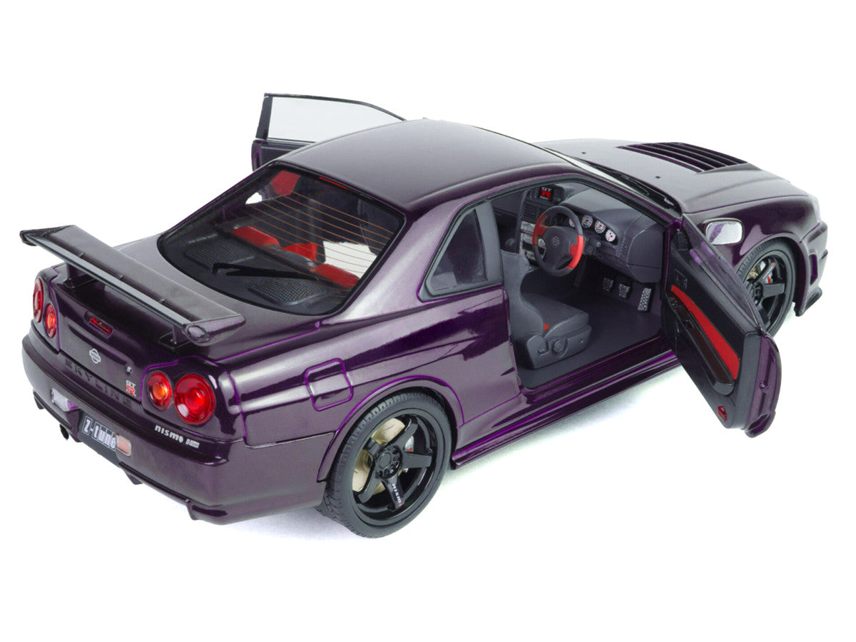 1999 Nissan Skyline GT-R (R34) Z-Tune RHD (Right Hand Drive) Midnight Purple Metallic 1/18 Diecast Model Car by Solido LuxuryLifeWay Online Store