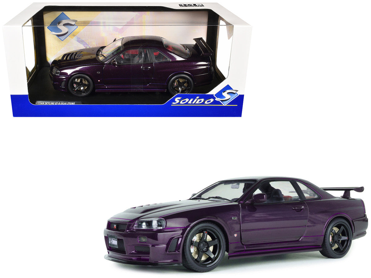1999 Nissan Skyline GT-R (R34) Z-Tune RHD (Right Hand Drive) Midnight Purple Metallic 1/18 Diecast Model Car by Solido LuxuryLifeWay Online Store