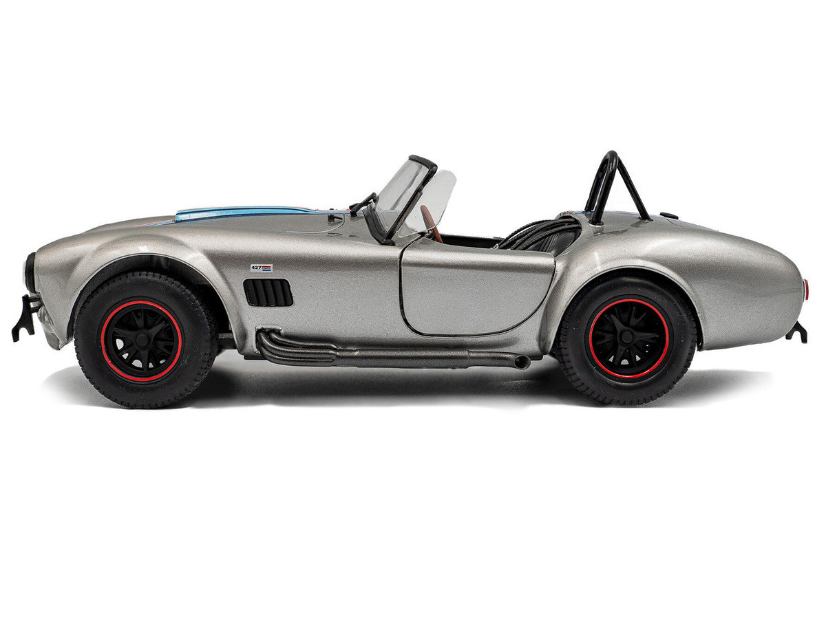1965 Shelby Cobra 427 MKII "Solido Works M Racing Tribute" Gray Metallic with Stripes 1/18 Diecast Model Car by Solido LuxuryLifeWay Online Store