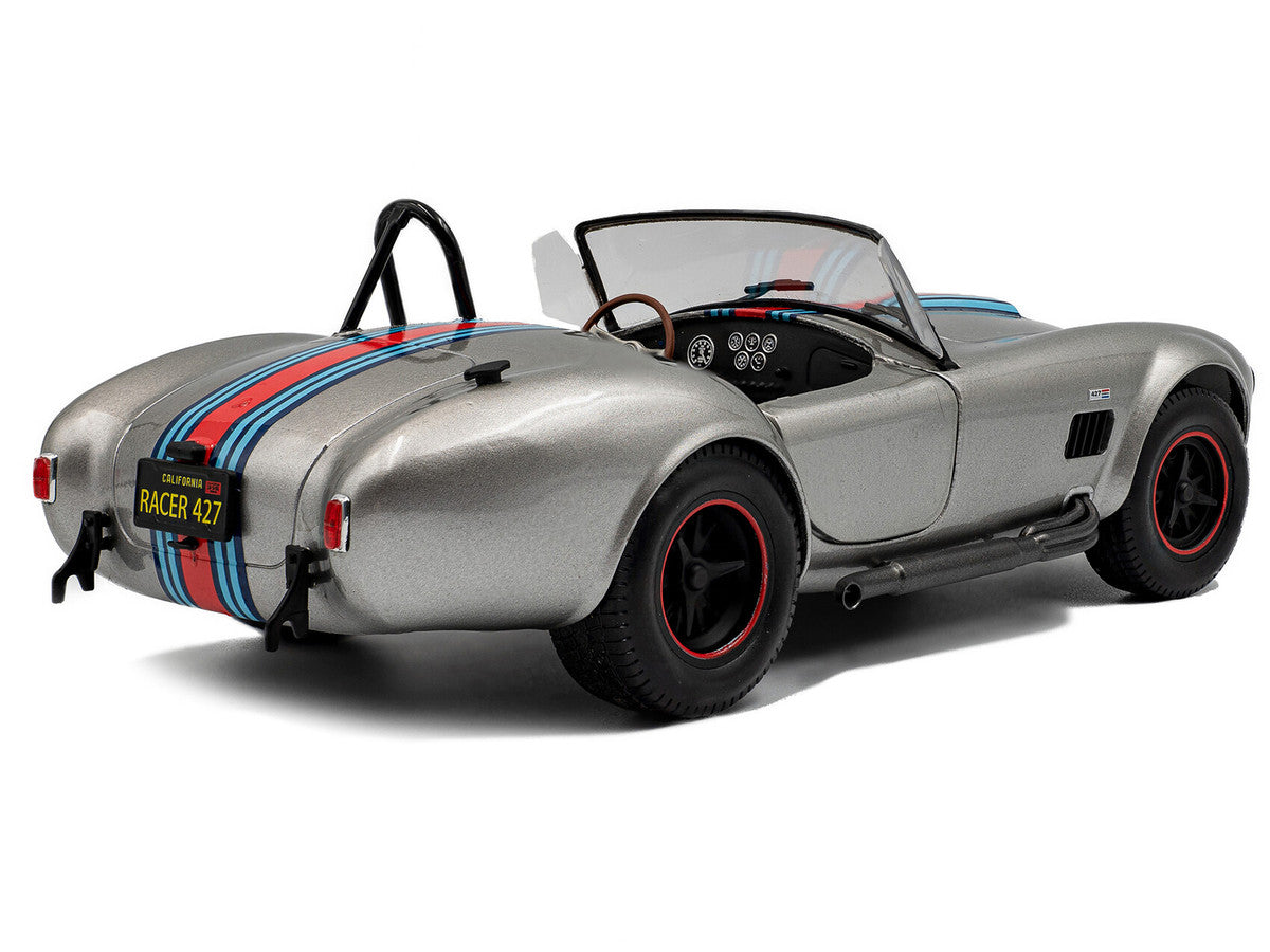 1965 Shelby Cobra 427 MKII "Solido Works M Racing Tribute" Gray Metallic with Stripes 1/18 Diecast Model Car by Solido LuxuryLifeWay Online Store