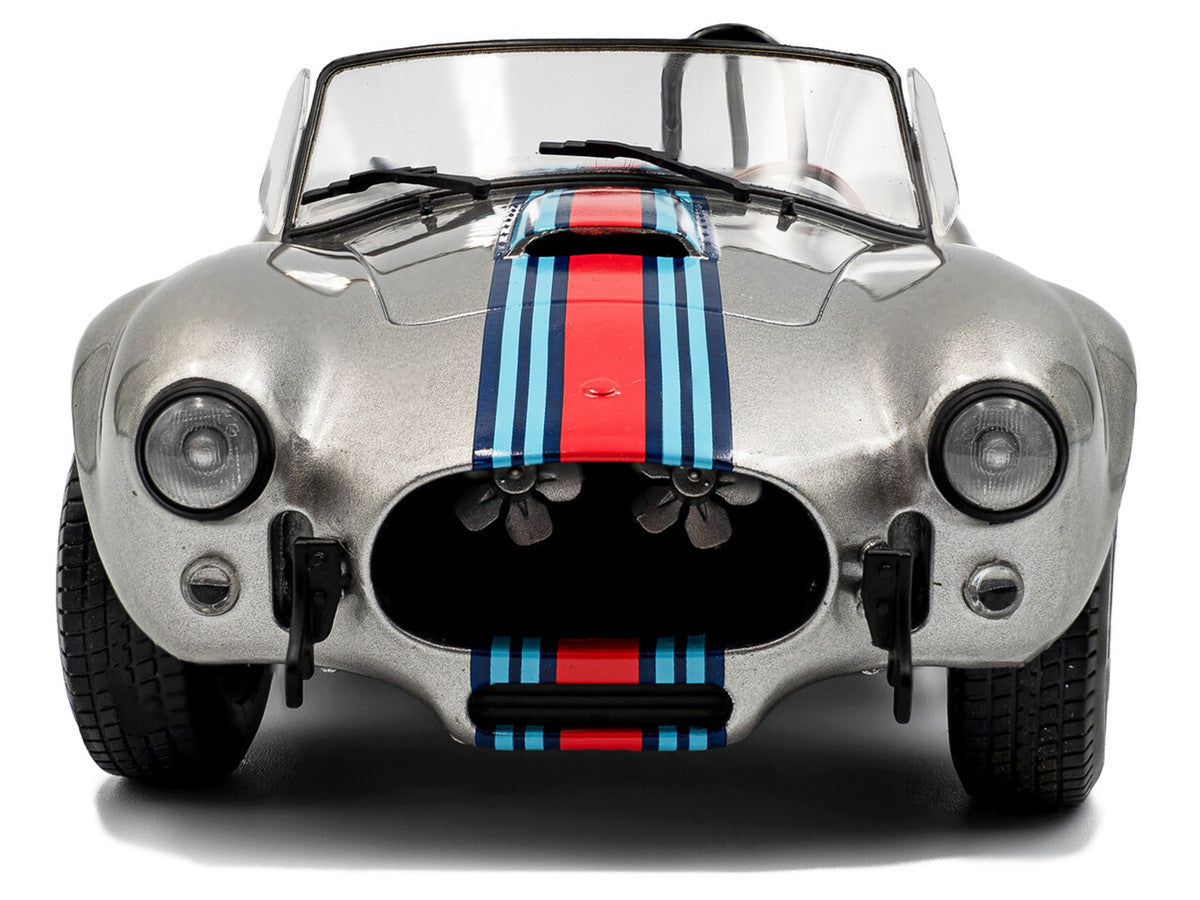 1965 Shelby Cobra 427 MKII "Solido Works M Racing Tribute" Gray Metallic with Stripes 1/18 Diecast Model Car by Solido LuxuryLifeWay Online Store