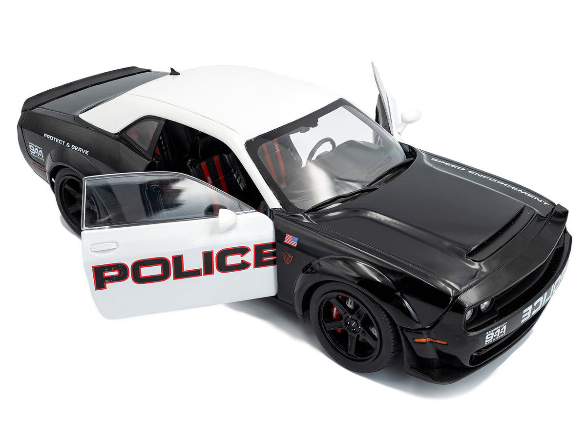 2023 Dodge Challenger Demon "Police" Black and White 1/18 Diecast Model Car by Solido LuxuryLifeWay Online Store