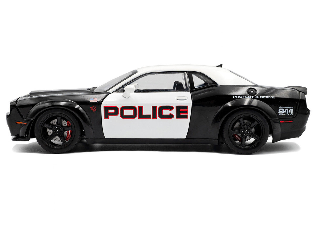 2023 Dodge Challenger Demon "Police" Black and White 1/18 Diecast Model Car by Solido LuxuryLifeWay Online Store