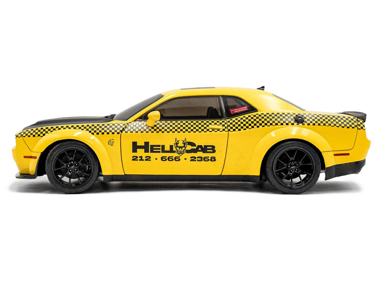 2023 Dodge Challenger SRT Hellcat Redeye Widebody Taxi "NYC Hellcab" Yellow with Black Hood and Graphics 1/18 Diecast Model Car by Solido LuxuryLifeWay Online Store