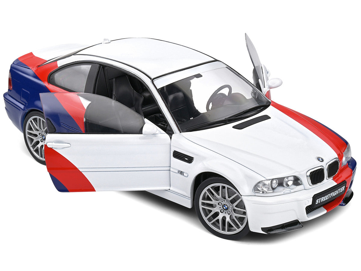 2000 BMW E46 M3 "Streetfighter" White with Blue and Red Graphics 1/18 Diecast Model Car by Solido LuxuryLifeWay Online Store