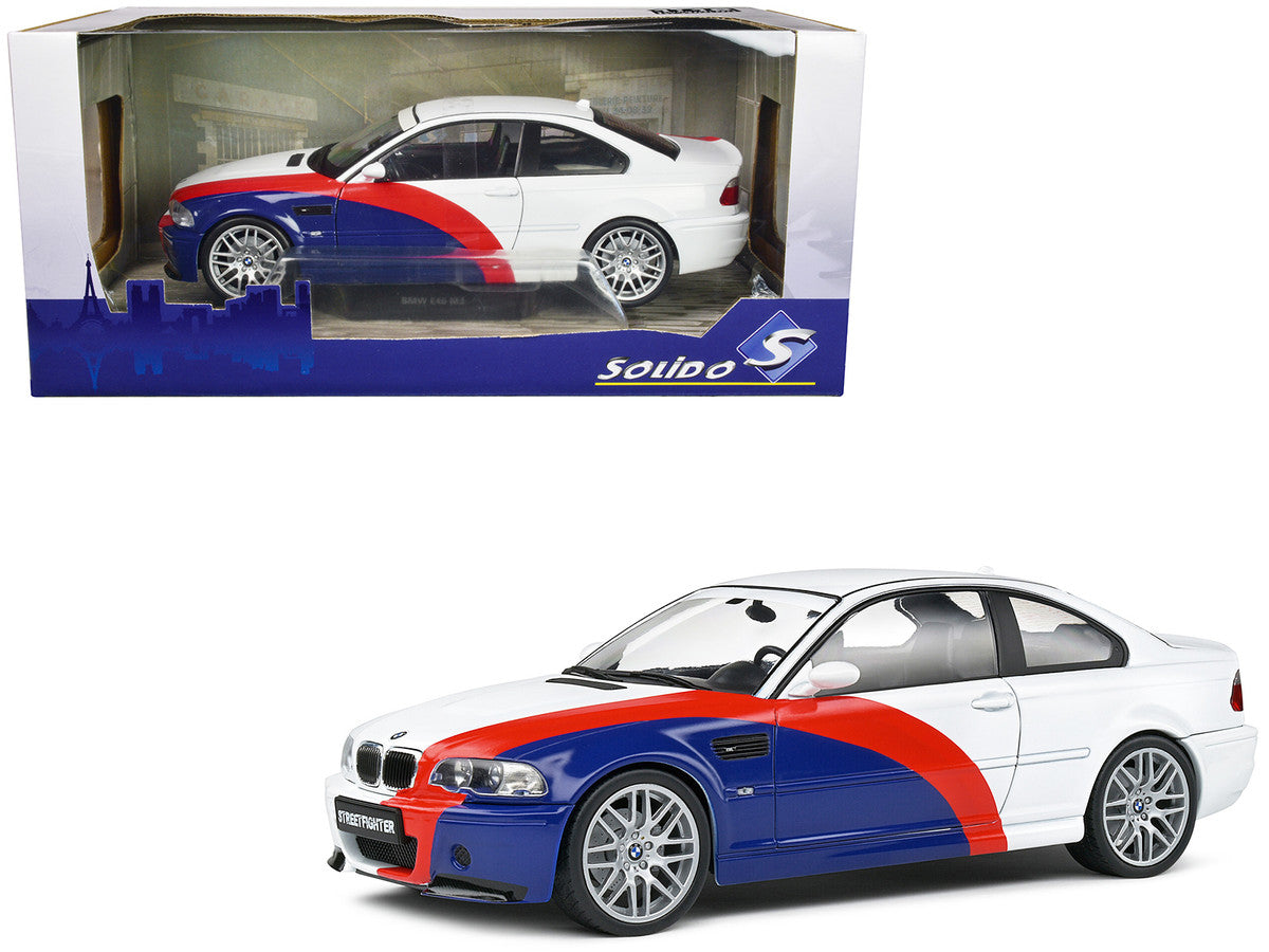 2000 BMW E46 M3 "Streetfighter" White with Blue and Red Graphics 1/18 Diecast Model Car by Solido LuxuryLifeWay Online Store