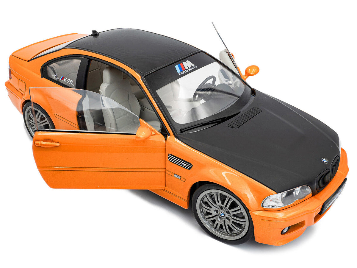 2000 BMW E46 M3 "Solido Works" Orange Metallic with Matt Black Hood and Carbon Top 1/18 Diecast Model Car by Solido LuxuryLifeWay Online Store