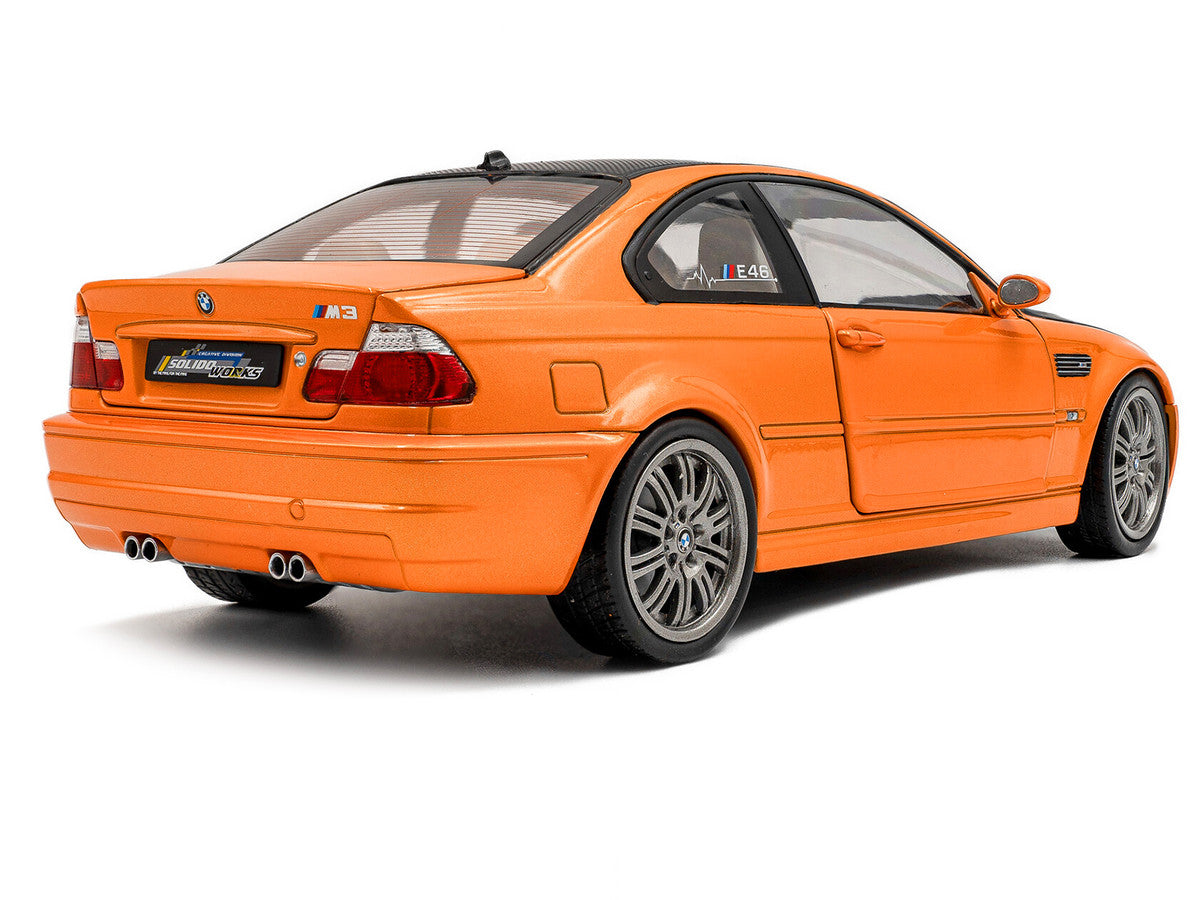 2000 BMW E46 M3 "Solido Works" Orange Metallic with Matt Black Hood and Carbon Top 1/18 Diecast Model Car by Solido LuxuryLifeWay Online Store