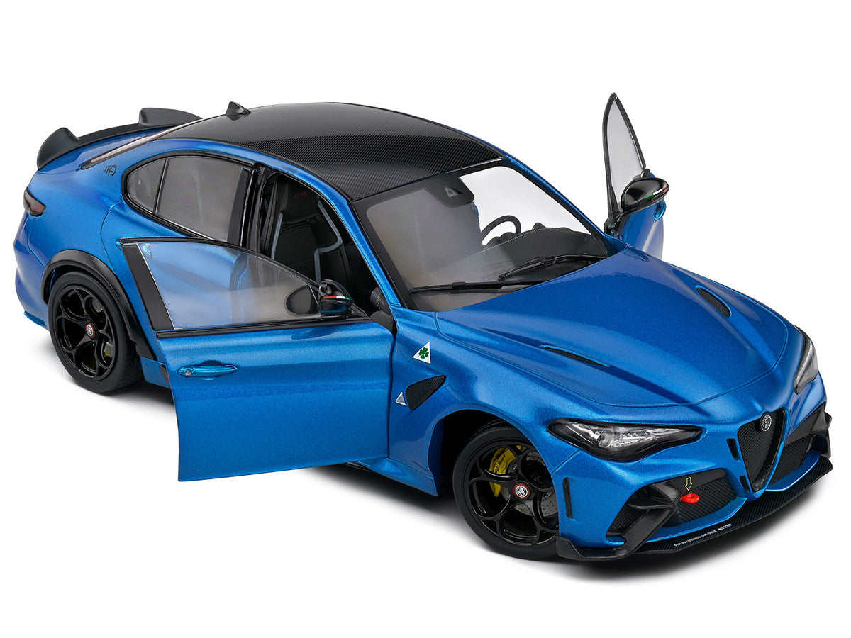 2022 Alfa Romeo Giulia GTA Anodized Blue Metallic with Carbon Top 1/18 Diecast Model Car by Solido LuxuryLifeWay Online Store