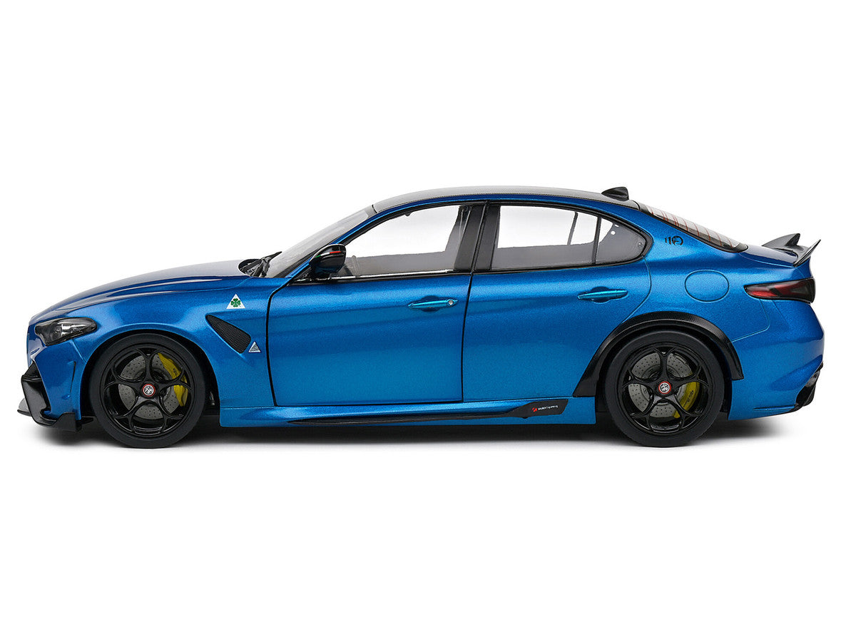 2022 Alfa Romeo Giulia GTA Anodized Blue Metallic with Carbon Top 1/18 Diecast Model Car by Solido LuxuryLifeWay Online Store
