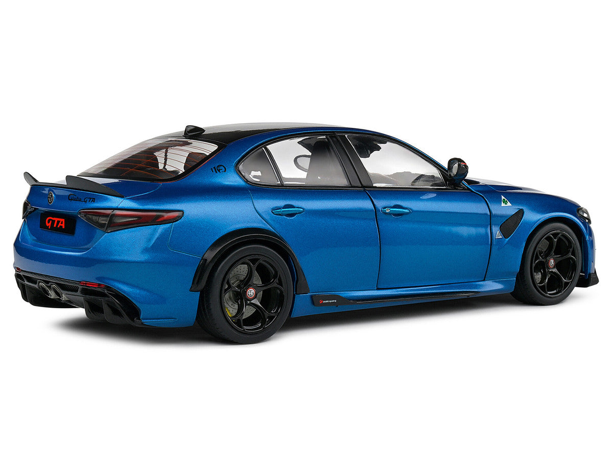 2022 Alfa Romeo Giulia GTA Anodized Blue Metallic with Carbon Top 1/18 Diecast Model Car by Solido LuxuryLifeWay Online Store