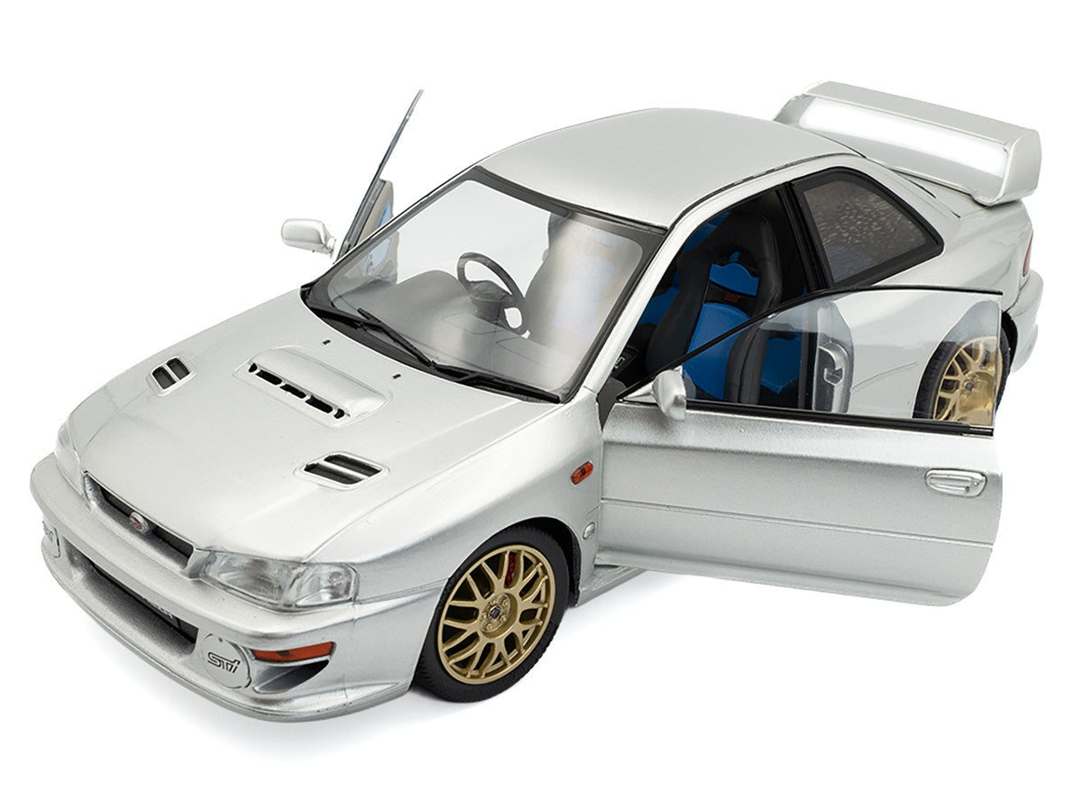 1998 Subaru Impreza 22B RHD (Right Hand Drive) Silver Metallic with Gold Wheels 1/18 Diecast Model Car by Solido LuxuryLifeWay Online Store