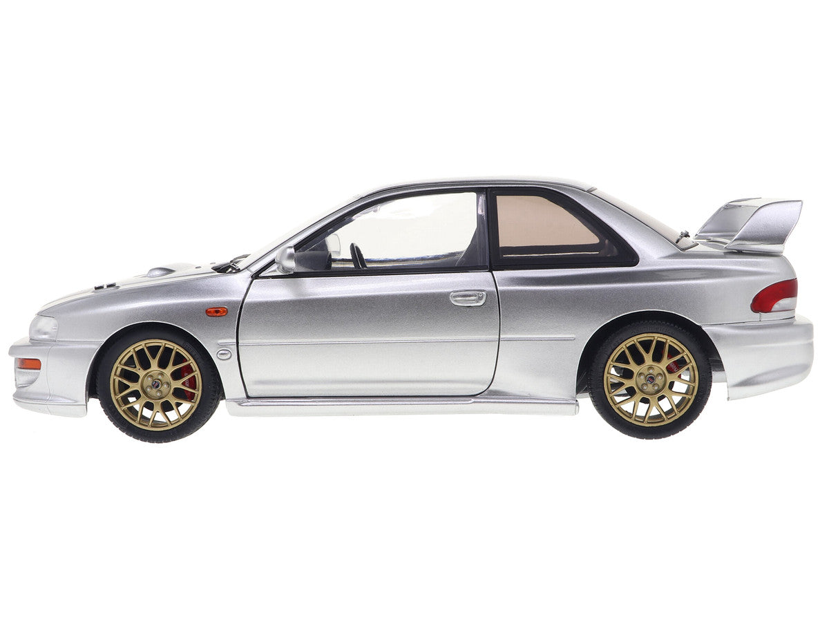1998 Subaru Impreza 22B RHD (Right Hand Drive) Silver Metallic with Gold Wheels 1/18 Diecast Model Car by Solido LuxuryLifeWay Online Store