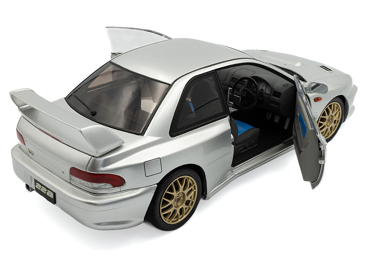 1998 Subaru Impreza 22B RHD (Right Hand Drive) Silver Metallic with Gold Wheels 1/18 Diecast Model Car by Solido LuxuryLifeWay Online Store