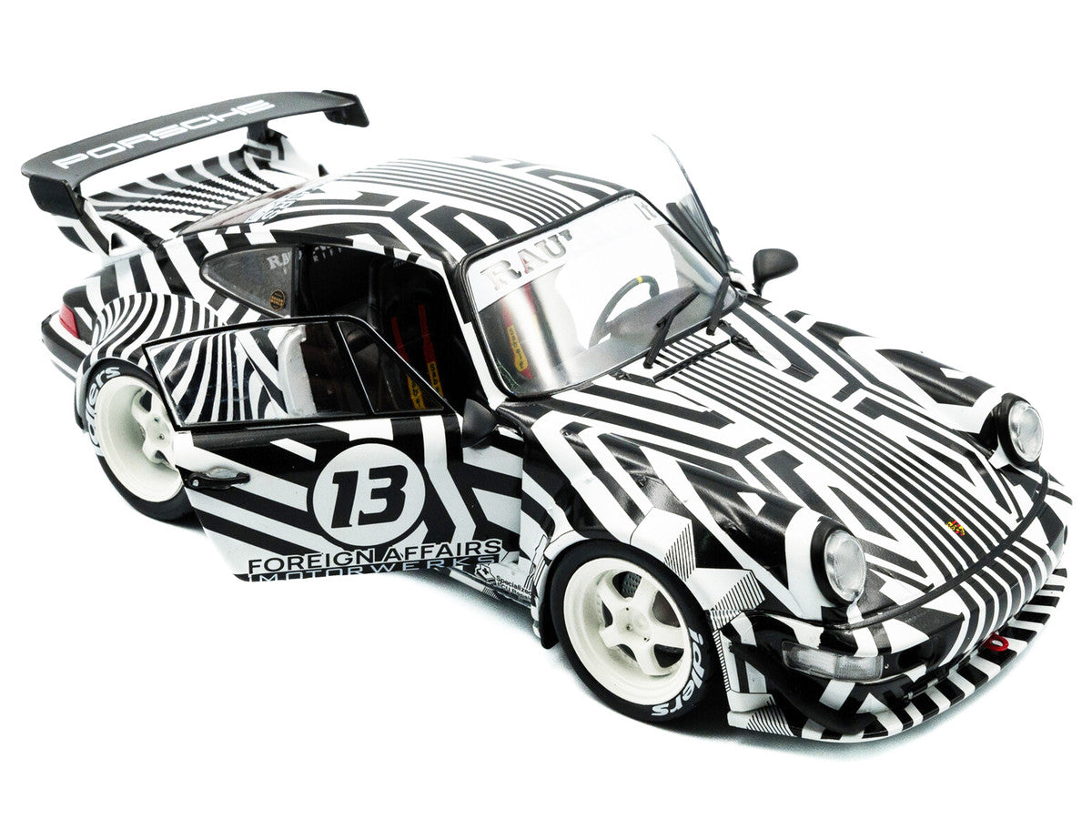 2022 RWB Bodykit #13 "The Zebra" Black and White Striped 1/18 Diecast Model Car by Solido LuxuryLifeWay Online Store