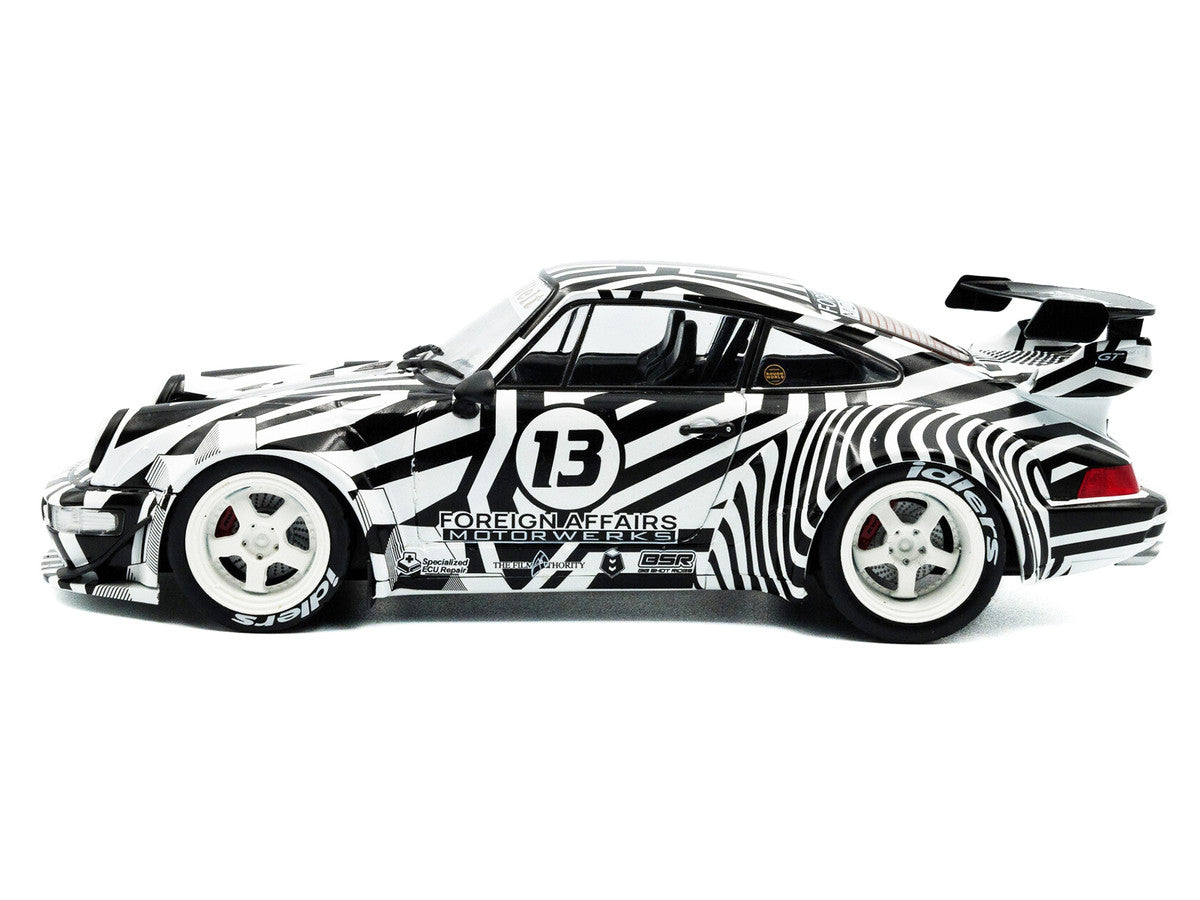2022 RWB Bodykit #13 "The Zebra" Black and White Striped 1/18 Diecast Model Car by Solido LuxuryLifeWay Online Store