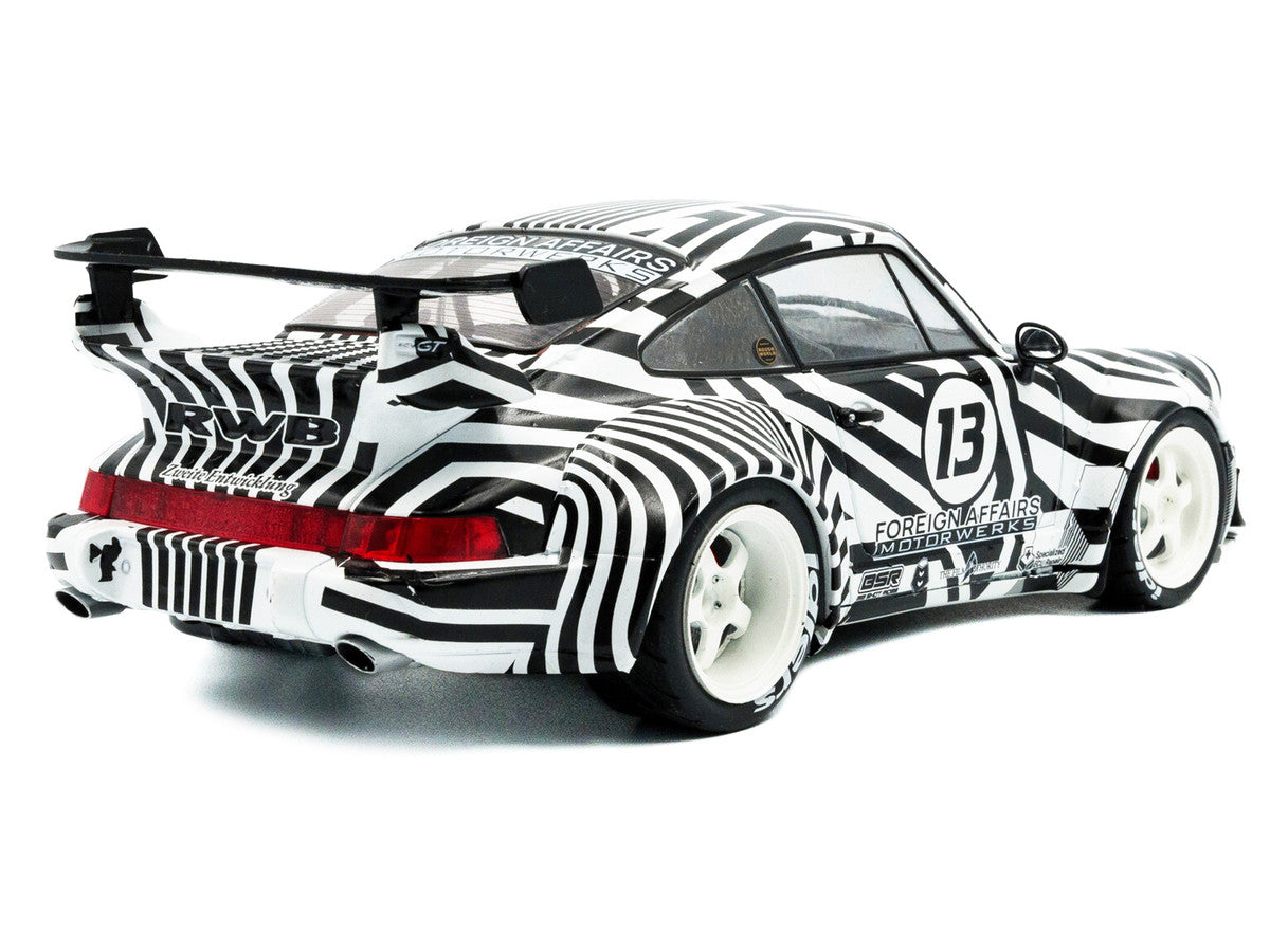 2022 RWB Bodykit #13 "The Zebra" Black and White Striped 1/18 Diecast Model Car by Solido LuxuryLifeWay Online Store