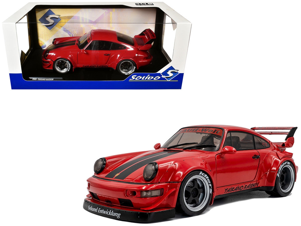 2024 RWB Bodykit "Taikano Kaishin" Red with Black Stripes 1/18 Diecast Model Car by Solido LuxuryLifeWay Online Store