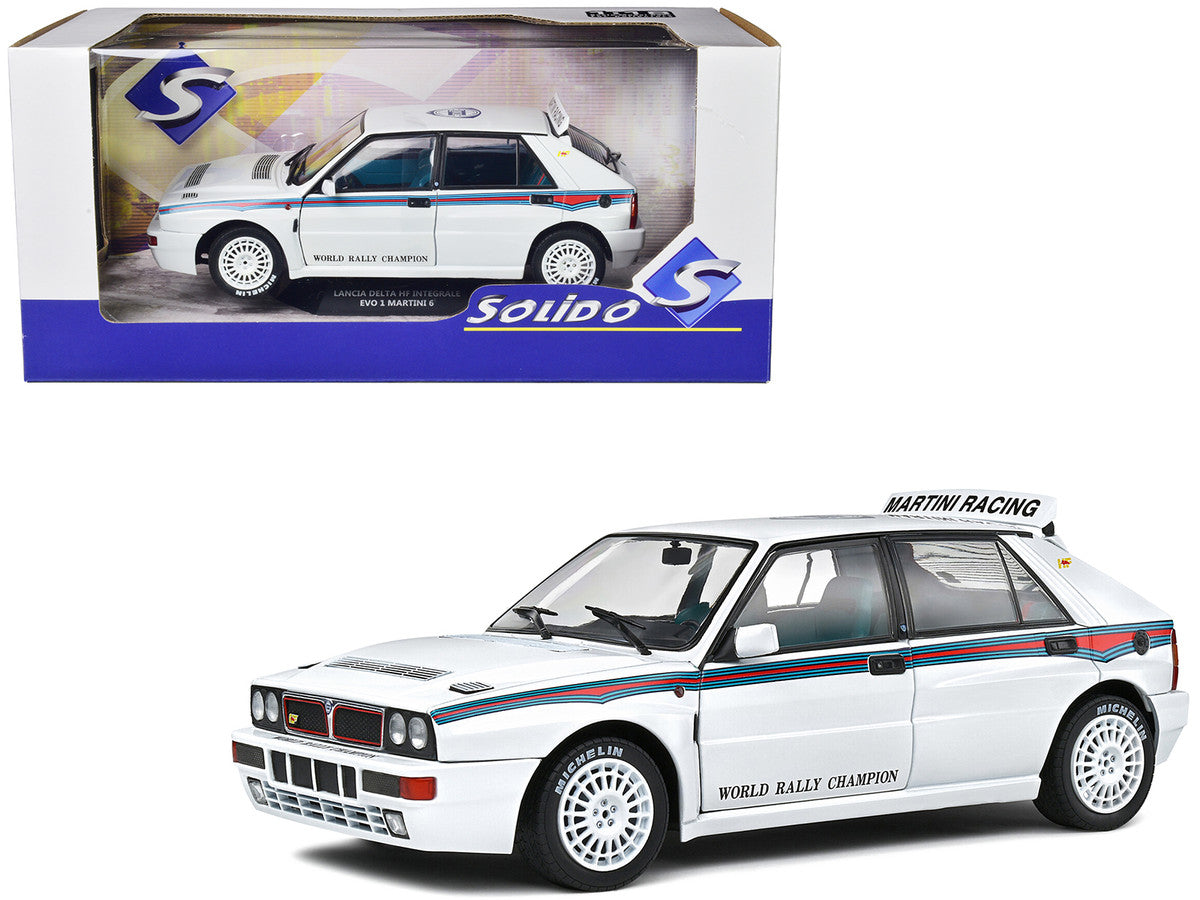 1992 Lancia Delta HF Integrale Evo 1 Martini 6 White with Blue and Red Stripes "World Rally Champion - Martini Racing" 1/18 Diecast Model Car by Solido LuxuryLifeWay Online Store