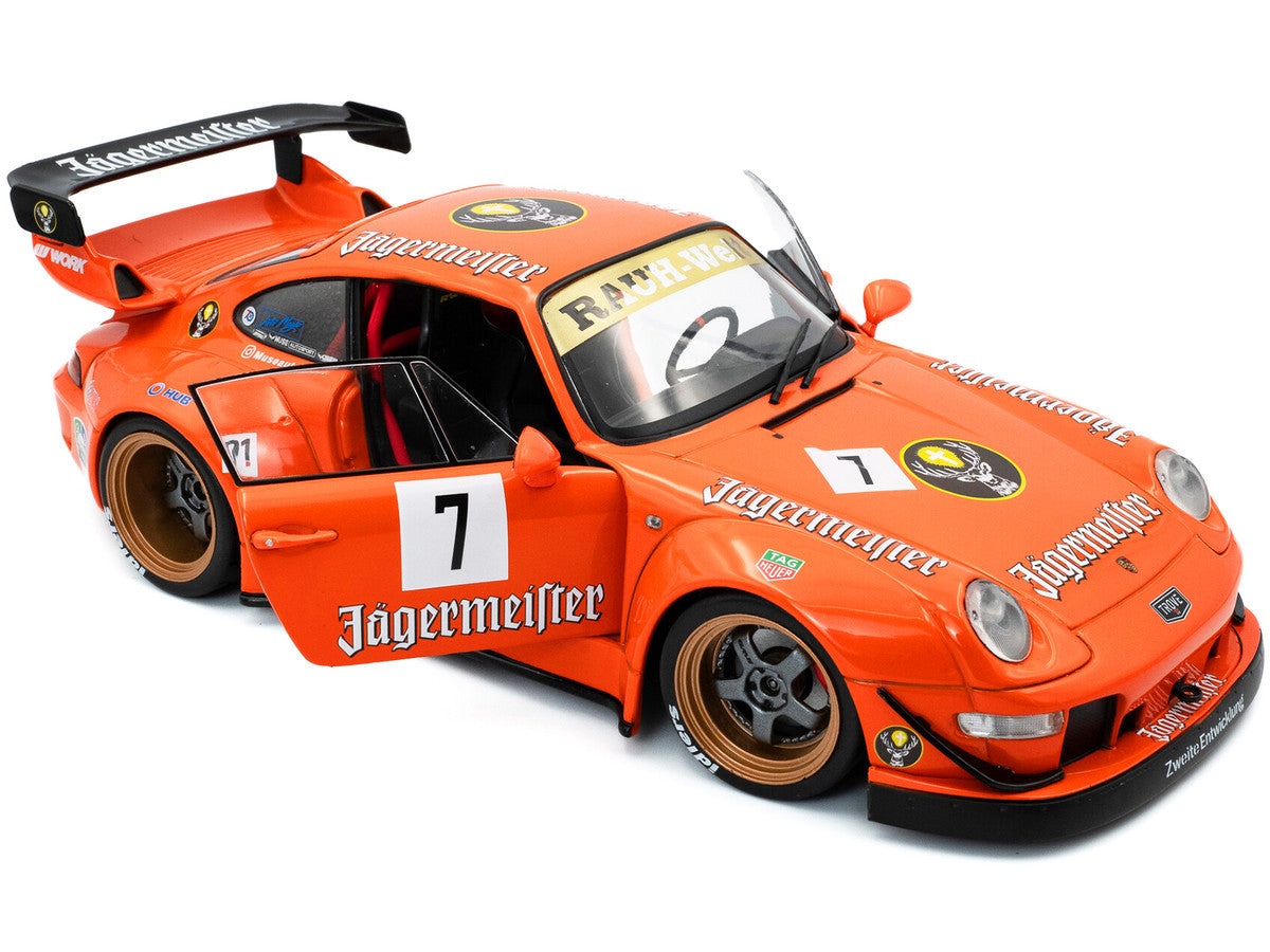 2020 RWB Bodykit #7 "Jagermeister" Orange with Graphics 1/18 Diecast Model Car by Solido LuxuryLifeWay Online Store