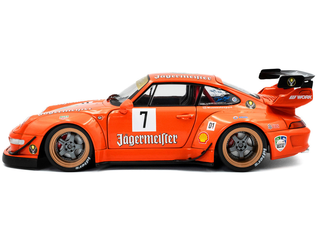 2020 RWB Bodykit #7 "Jagermeister" Orange with Graphics 1/18 Diecast Model Car by Solido LuxuryLifeWay Online Store